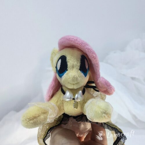 6" long (from hoof to hoof) FS plushie with a dress