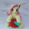 7" long sitting Flutterbat plushie with mane and tail of Minky fabric and BIG apple and carrot