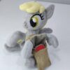 003 7" long sitting Derpy plushie with mane and tail of Minky fabric and a postman's bag