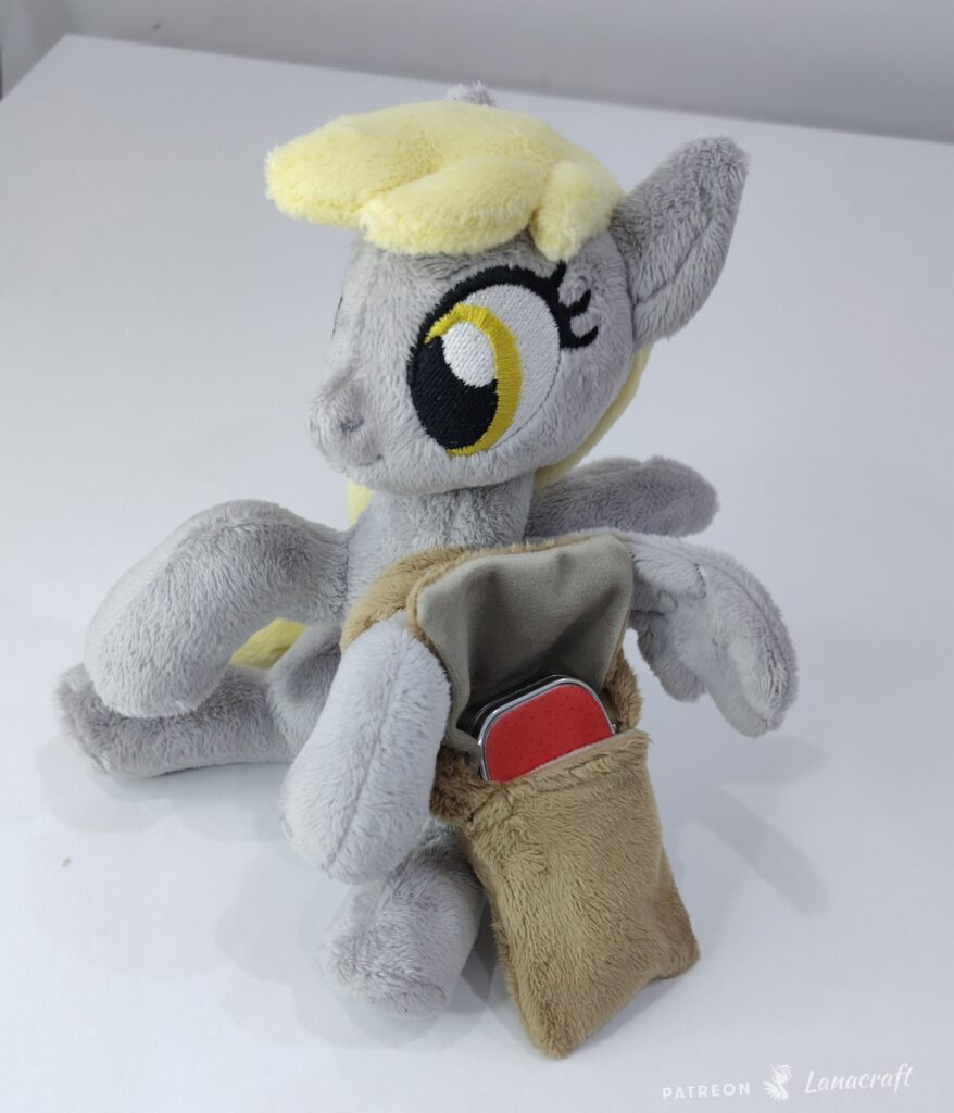 7″ long sitting Derpy plushie with mane and tail of Minky fabric and a ...