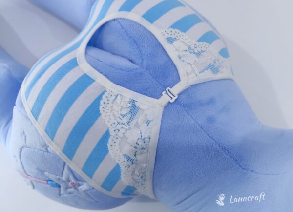 oplus_256 Aqua and White striped Jersey panties with frills